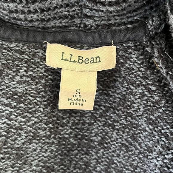LL Bean Womens Ribbed Cotton Knit Open Front Shawl Cardigan Size S Blue Preppy - Picture 5 of 7